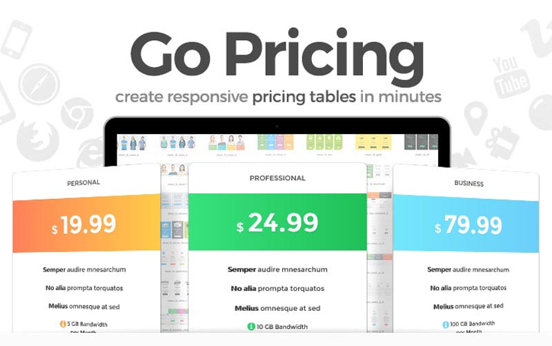 Go Pricing V3.0.043 - دانلود کامپوننت ایجاد جدول نمایش و مقایسه قیمت خدمات
