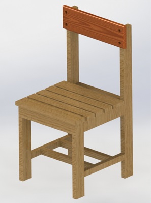 صندلی چوبی طراحی شده در محیط solid works