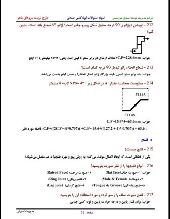 نمونه سوالات لوله کشی صنعتی piping با پاسخ کاملا تشریحی