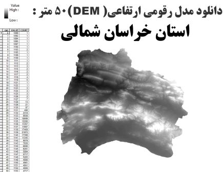 دانلود شیپ فایل GIS مدل رقومی ارتقاعی(DEM) با دقت 50 متر استان خراسان شمالی