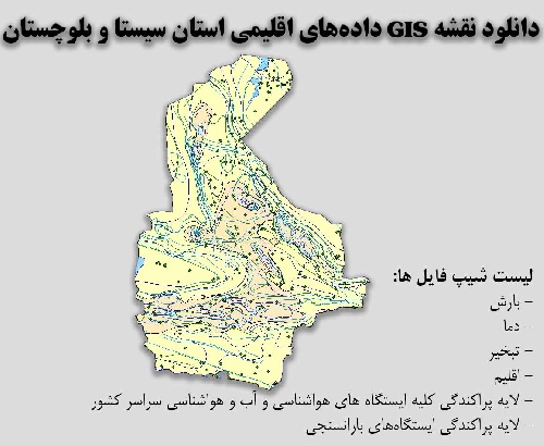 دانلود نقشه GIS داده‌های اقلیمی استان سیستان و بلوچستان(دما، بارش، تبخیر، اقلیم و ...)