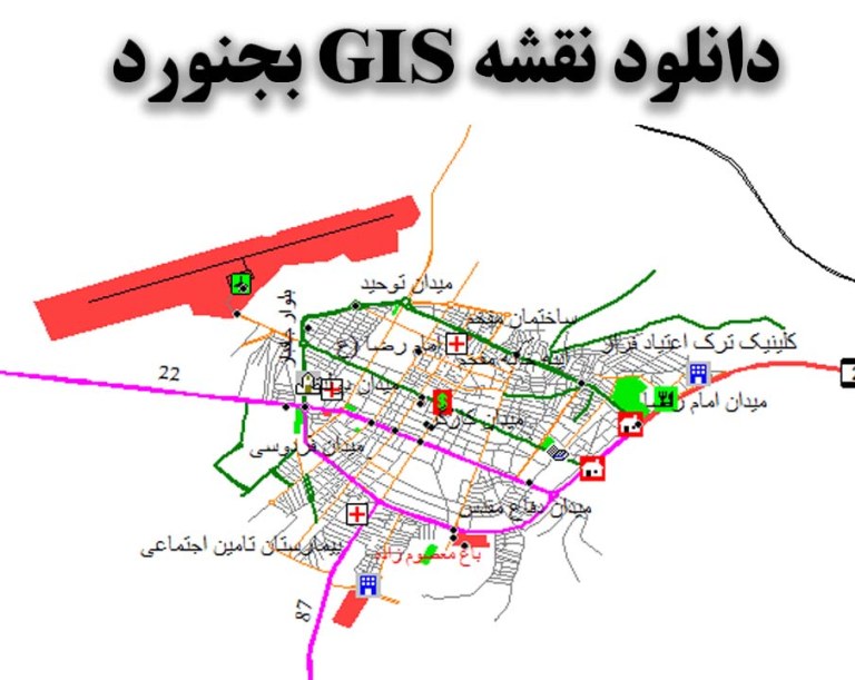 دانلود نقشه GIS شهر بجنورد