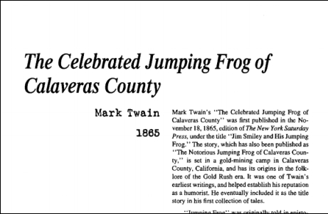 نقد داستان کوتاه The Celebrated Jumping Frog of Calaveras County by Mark Twain
