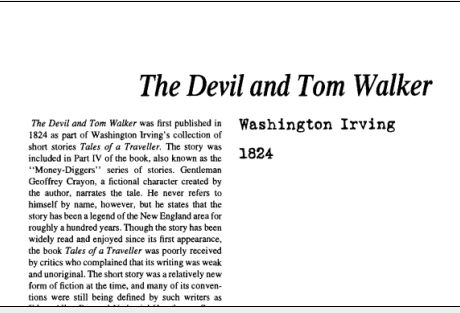نقد داستان کوتاه The Devil and Tom Walker by Washington Irving