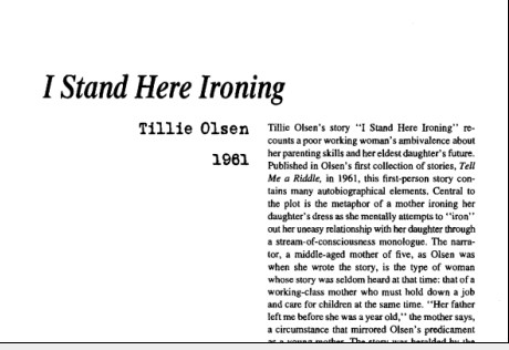 نقد داستان کوتاه I Stand Here Ironing by Tillie Olsen
