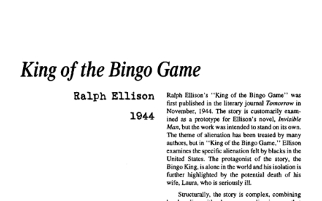 نقد داستان کوتاه The King of the Bingo Game by Ralph Ellison