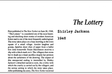 نقد داستان کوتاه The Lottery by Shirley Jackson