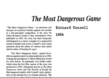 نقد داستان کوتاه The Most Dangerous Game by Richard Connell