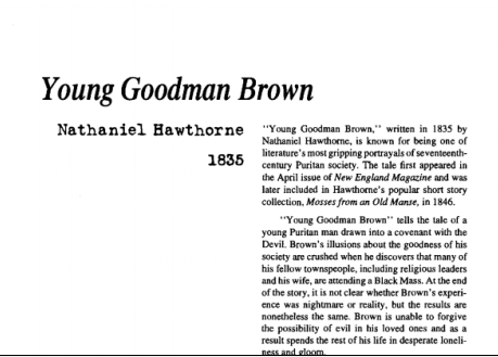 نقد داستان کوتاه Young Goodman Brown by Nathaniel Hawthorne