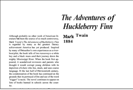 نقد رمان Adventures of Huckleberry Finn by Mark Twain