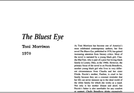 نقد رمان The Bluest Eye by Toni Morrison