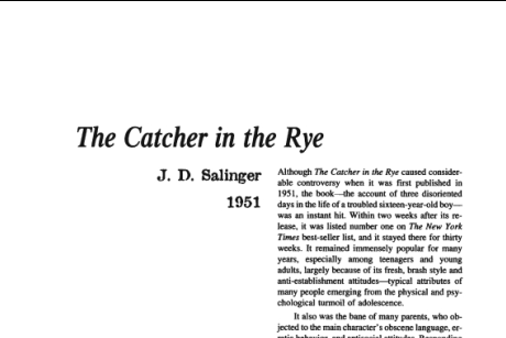 نقد رمان The Catcher in the Rye by J. D. Salinger