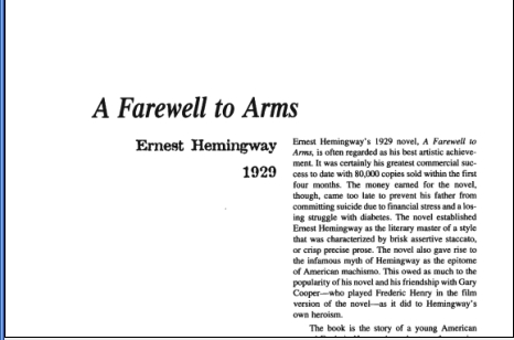نقد رمان A Farewell to Arms by Ernest Hemingway