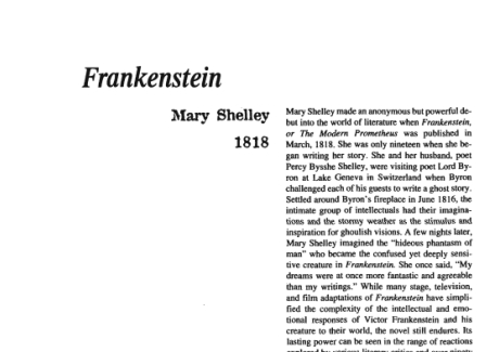 نقد رمان Frankenstein by Mary Shelley