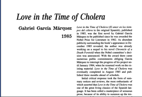 نقد رمان Love in the Time of Cholera by Gabriel García Márquez