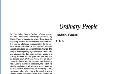 نقد رمان Ordinary People by Judith Guest