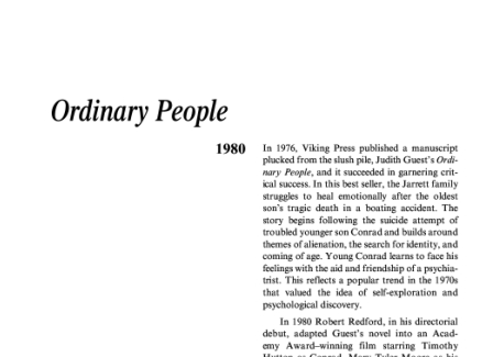نقد رمان مردم معمولی فیلمی آمریکایی ساخته رابرت ردفورد Ordinary People is a drama film that marked the directorial debut of actor Robert Redford