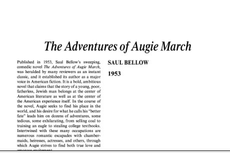 نقد رمان ماجراهای اوگی مارچ اثر سائول بلو The Adventures of Augie March by Saul Bellow