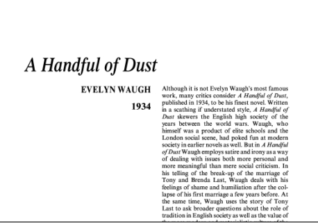 نقد رمان مشتی خاک اثر اولین وو A Handful of Dust by Evelyn Waugh