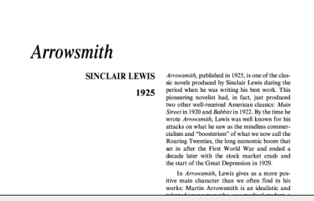 نقد رمان Arrowsmith by Sinclair Lewis