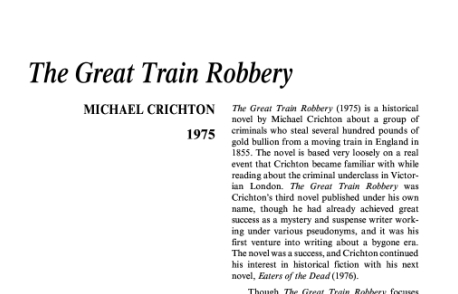 نقد رمان The Great Train Robbery by Michael Crichton