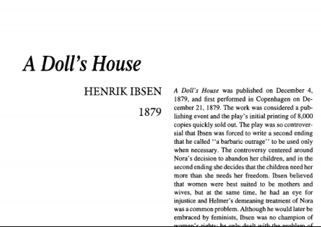 نقد نمایشنامه A Dolls House by Henrik Ibsen