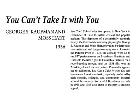 نقد نمایشنامه You Can	 Take It with You by George S. Kaufman and Moss Hart