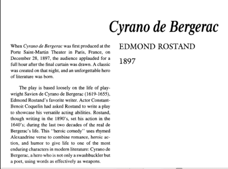 نقد نمایشنامه Cyrano de Bergerac by Edmond Rostand