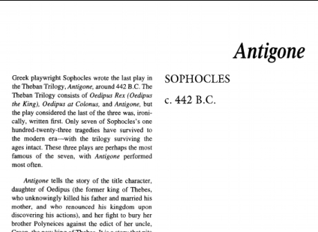 نقد نمایشنامه Antigone by Sophocles