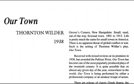 نقد نمایشنامه Our Town by Thornton Wilder
