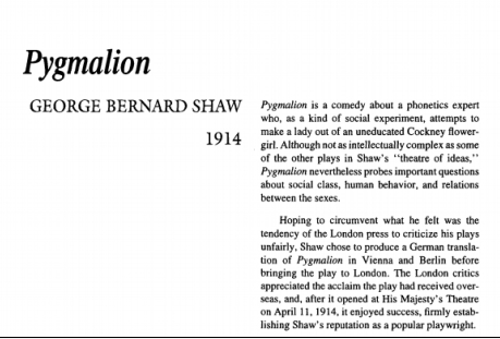 نقد نمایشنامه Pygmalion by George Bernard Shaw