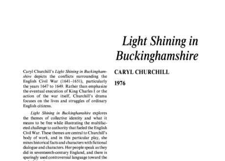 نقد نمایشنامه Light Shining in Buckinghamshire by Caryl Churchill