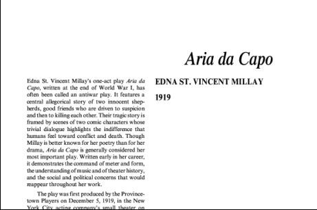 نقد نمایشنامه Aria da Capo by Edna St. Vincent Millay