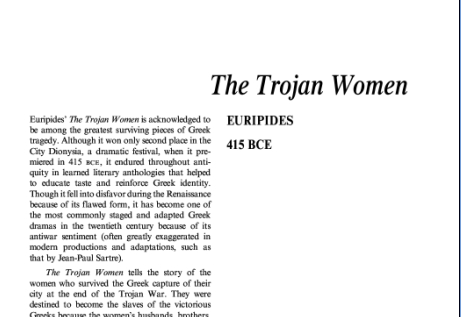 نقد نمایشنامه The Trojan Women by Euripides