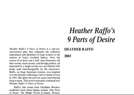 Heather Raffo s 9 Parts of Des