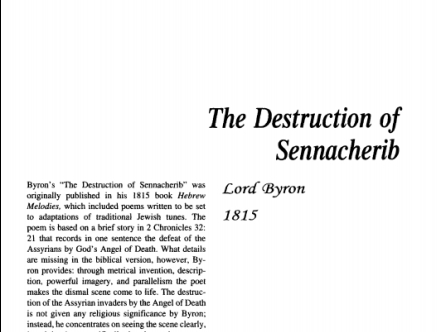 نقد شعر The Destruction of Sennacherib by Lord Byron