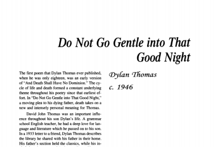 نقد شعر Do not go gentle into that good night by Dylan Thomas