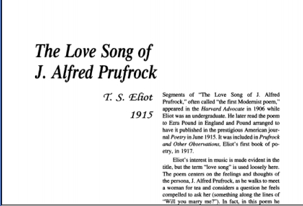 نقد شعر The Love Song of J. Alfred Prufrock by T.S. Eliot