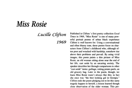 نقد شعر Miss Rosie by Lucille Clifton