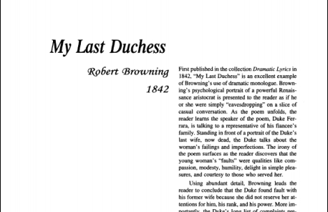 نقد شعر My Last Duchess by Robert Browning