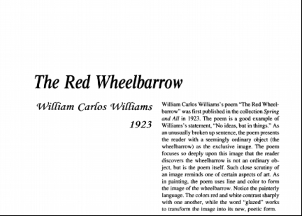 نقد شعر The Red Wheelbarrow by William Carlos Williams