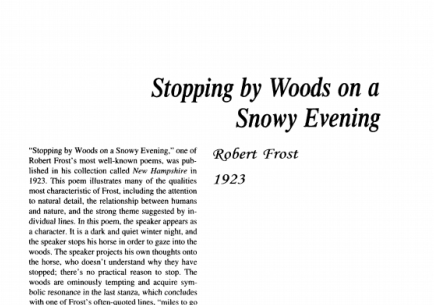 نقد شعر Stopping by Woods on a Snowy Evening by Robert Frost