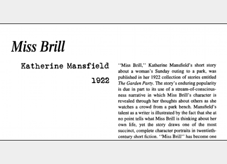 نقد داستان کوتاه Miss Brill by Katherine Mansfield