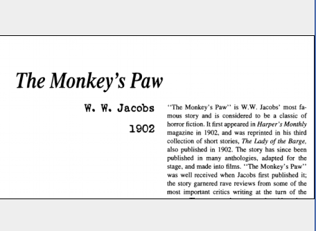 نقد داستان کوتاه The Monkeys Paw by W. W. Jacobs