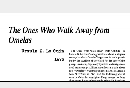 نقد داستان کوتاه The Ones Who Walk Away from Omelas by Ursula K. Le Guin