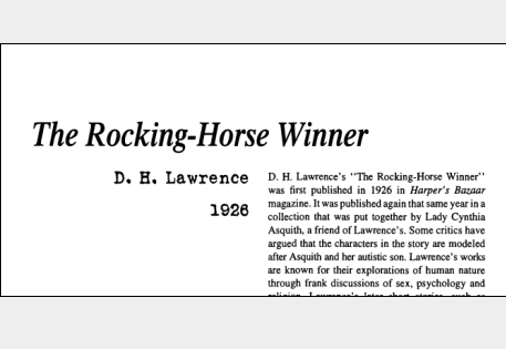 نقد داستان کوتاه The Rocking-Horse Winner by D. H. Lawrence