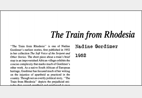 نقد داستان کوتاه The Train from Rhodesia by Nadine Gordimer