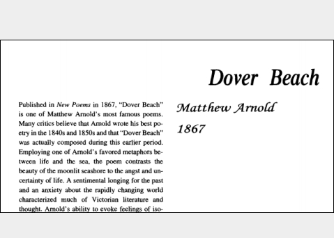 نقد شعر Dover Beach by Matthew Arnold