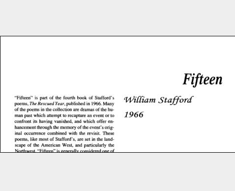 نقد شعر Fifteen by William Stafford