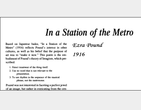نقد شعر In a Station of the Metro by Ezra Pound